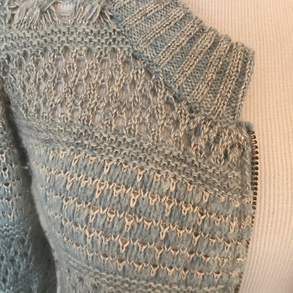 Anthropologie blue & silver zip-up cardigan S - Picture 2 of 7